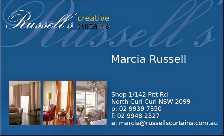 Russells Creative Curtains | Shop 1/142 Pitt Rd, North Curl Curl NSW 2099, Australia | Phone: 1300 671 485