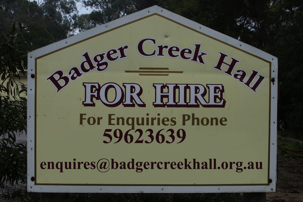 Badger Creek Hall |  | 358 Badger Creek Rd, Badger Creek VIC 3777, Australia | 0359623639 OR +61 3 5962 3639