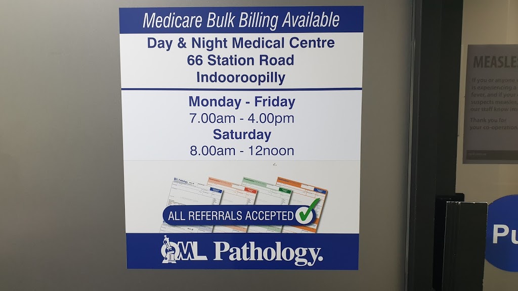 QML Pathology | Day & Night Medical Centre, Suite 4, 66 Station Rd, Indooroopilly QLD 4068, Australia | Phone: (07) 3378 5215