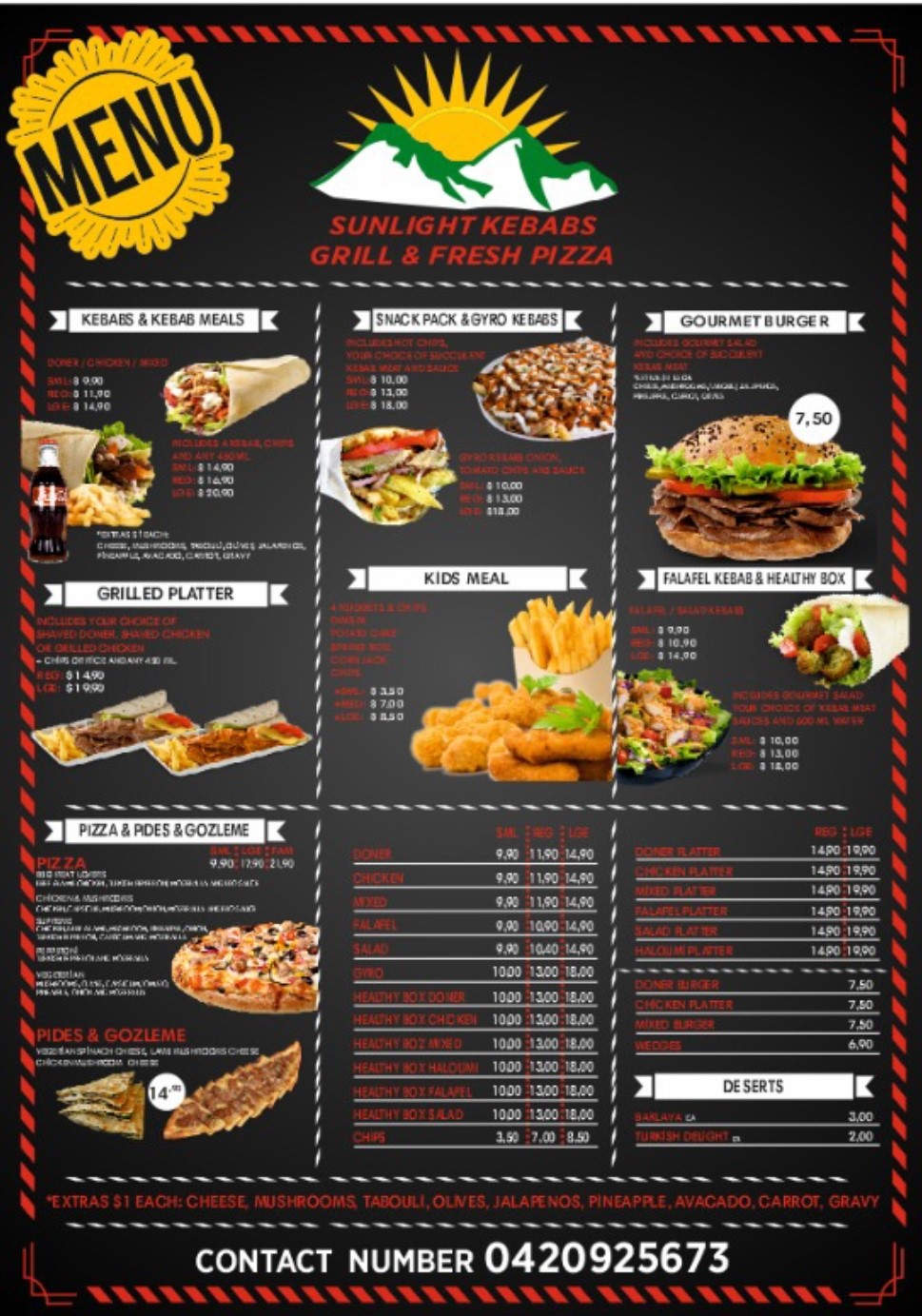 Sunlight Kebab & Pizza | Shop 17/810-818 Yaamba Rd, Parkhurst QLD 4702, Australia | Phone: 0420 925 673