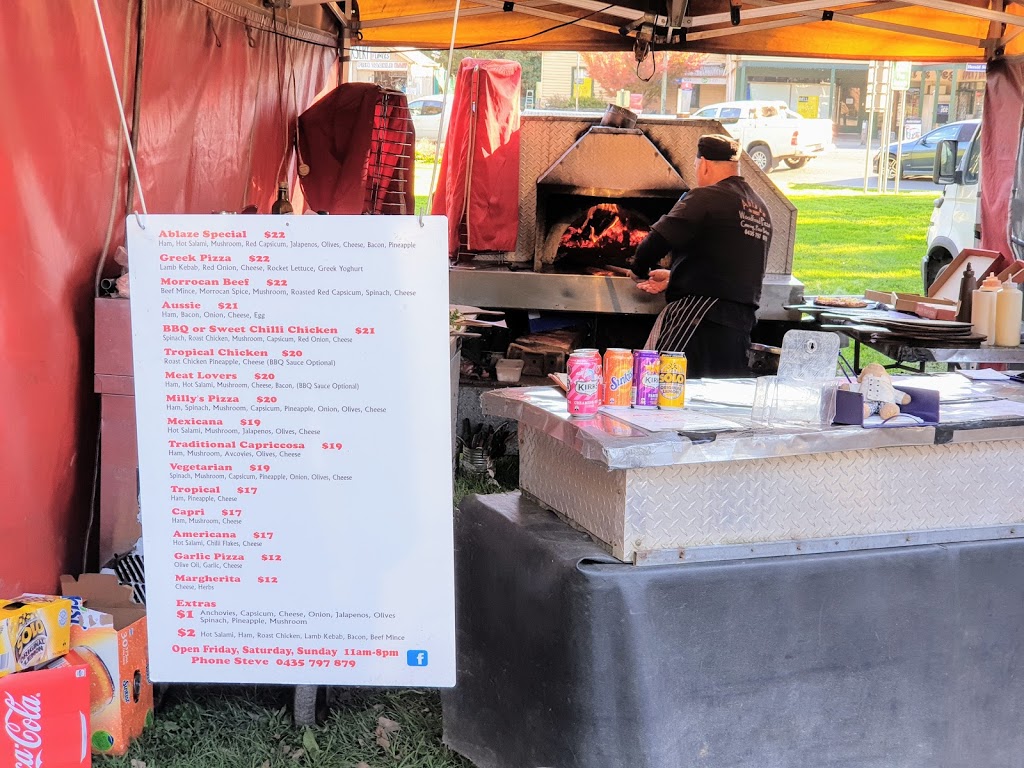 Ablaze on Dorset Woodfired Pizza truck at Millgrove Park. | meal takeaway | 3033 Warburton Hwy, Millgrove VIC 3799, Australia