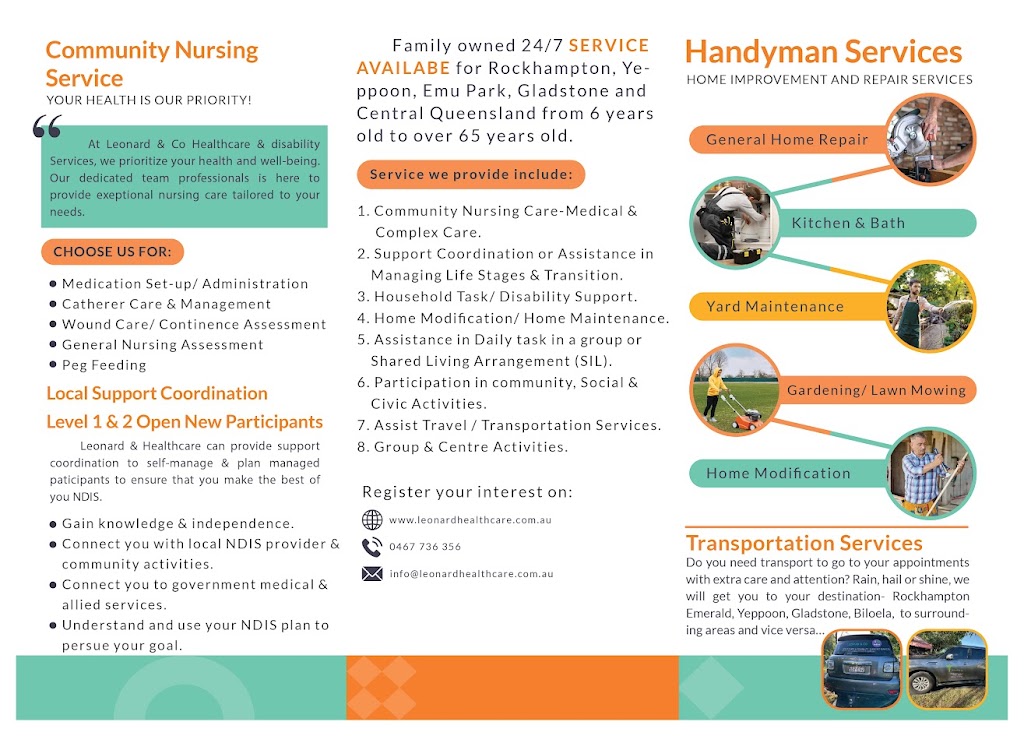 Leonard & Co Healthcare and Disability | 109 Emu Park Rd, Nerimbera QLD 4701, Australia | Phone: 0467 736 356