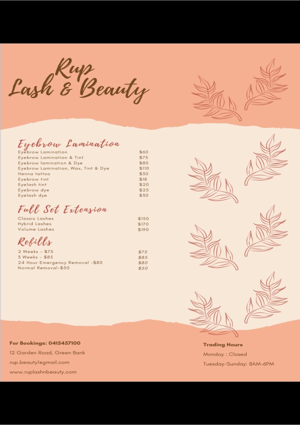 Rup Lash & Beauty | 6 Freney St, Greenbank QLD 4124, Australia | Phone: 0415 457 100
