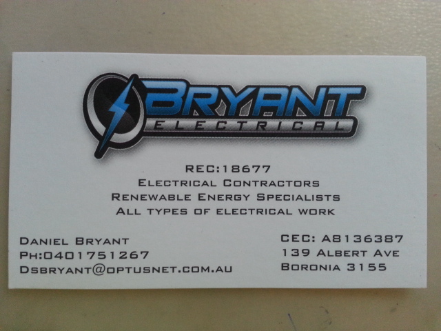 Bryant Electrical | electrician | 139 Albert Ave, Boronia VIC 3155, Australia | 0401751267 OR +61 401 751 267