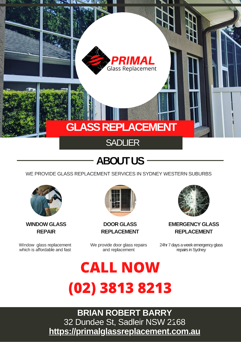 Primal Glass Replacement |  | 32 Dundee St, Sadleir NSW 2168, Australia | 0238138213 OR +61 2 3813 8213