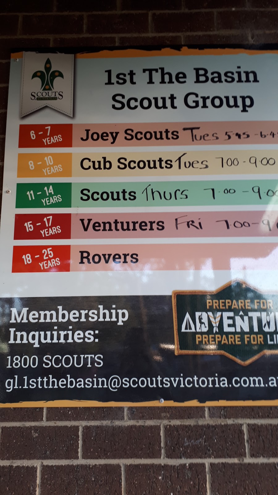 1st The Basin Scout Group |  | 1 Church St, The Basin VIC 3154, Australia | 0385439800 OR +61 3 8543 9800
