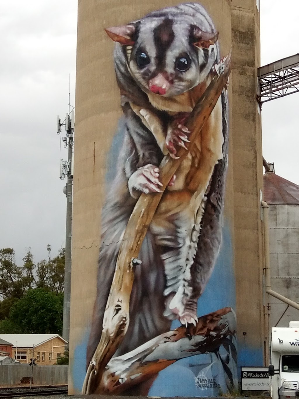 Silo painted mural | museum | 60 Federation St, Patchewollock VIC 3491, Australia