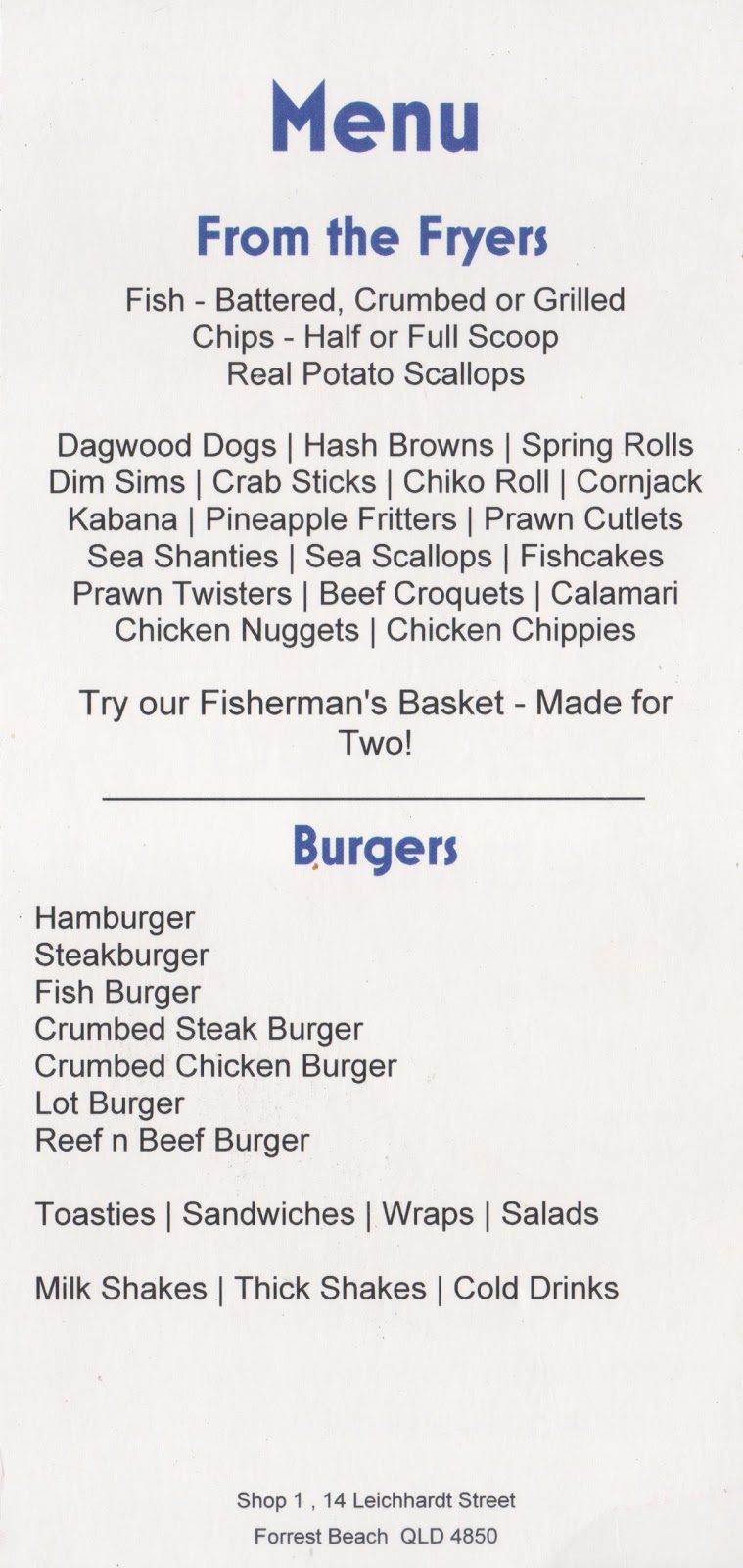 Forrest Beach Takeaway | meal takeaway | Shop 1/14 Leichhardt St, Forrest Beach QLD 4850, Australia | 0747778918 OR +61 7 4777 8918