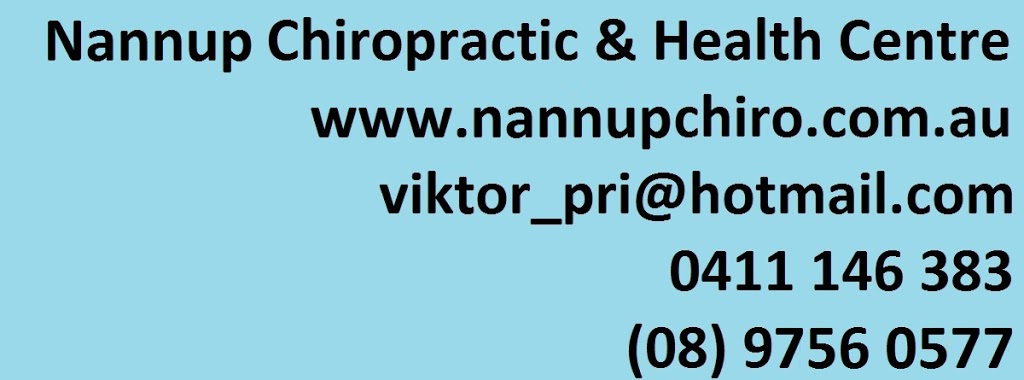 Nannup Chiropractic & Health Centre | health | 3/33 Warren Rd, Nannup WA 6275, Australia | 0897560577 OR +61 8 9756 0577