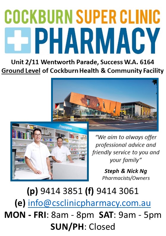 Cockburn Super Clinic Pharmacy | 2/11 Wentworth Parade, Success, Perth WA 6164, Australia | Phone: (08) 9414 3851
