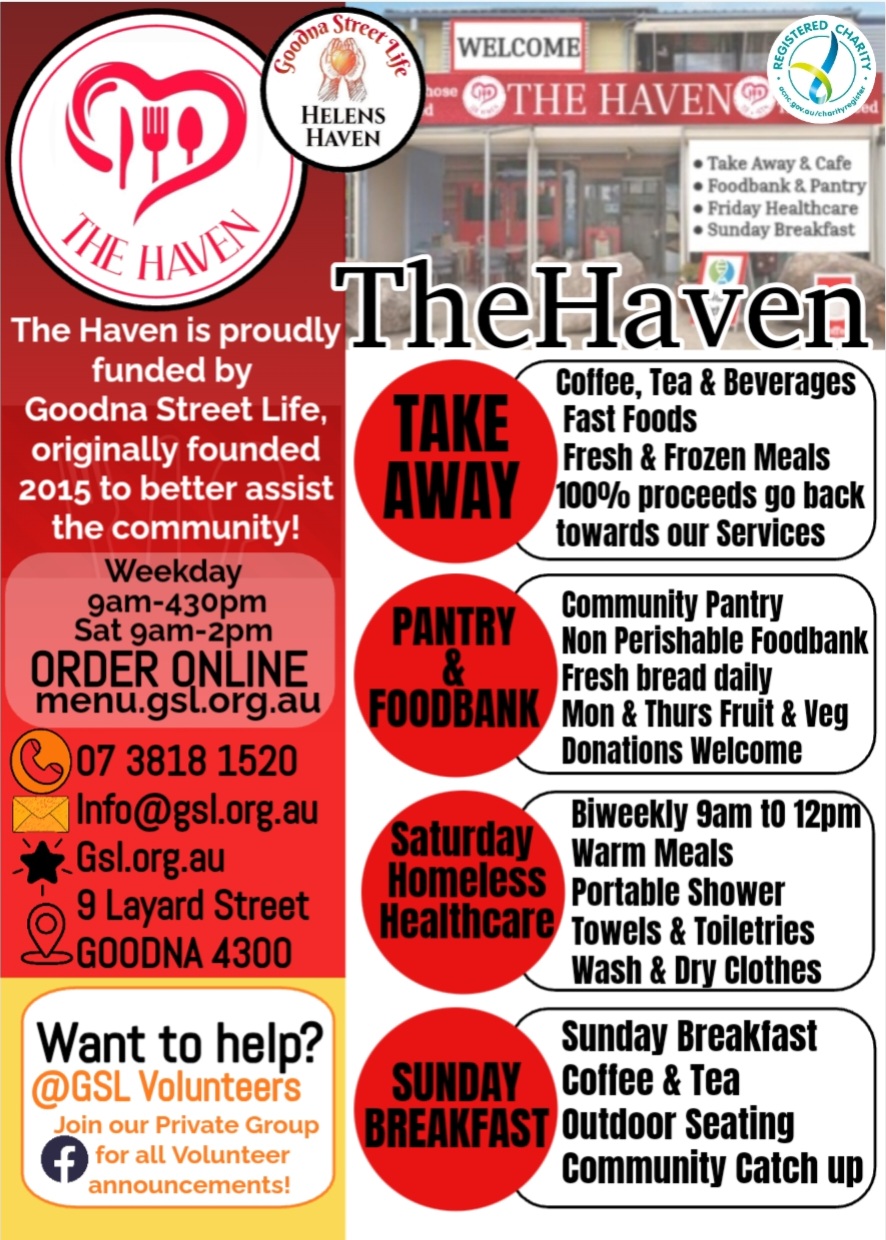 THE Haven (Goodna Street life Foodhub) | 9 Layard St, Goodna QLD 4300, Australia | Phone: (07) 3818 1520