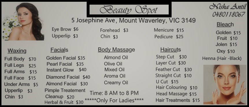 Beauty Spot | beauty salon | 5 Josephine Ave, Mount Waverley VIC 3149, Australia | 0480118067 OR +61 480 118 067
