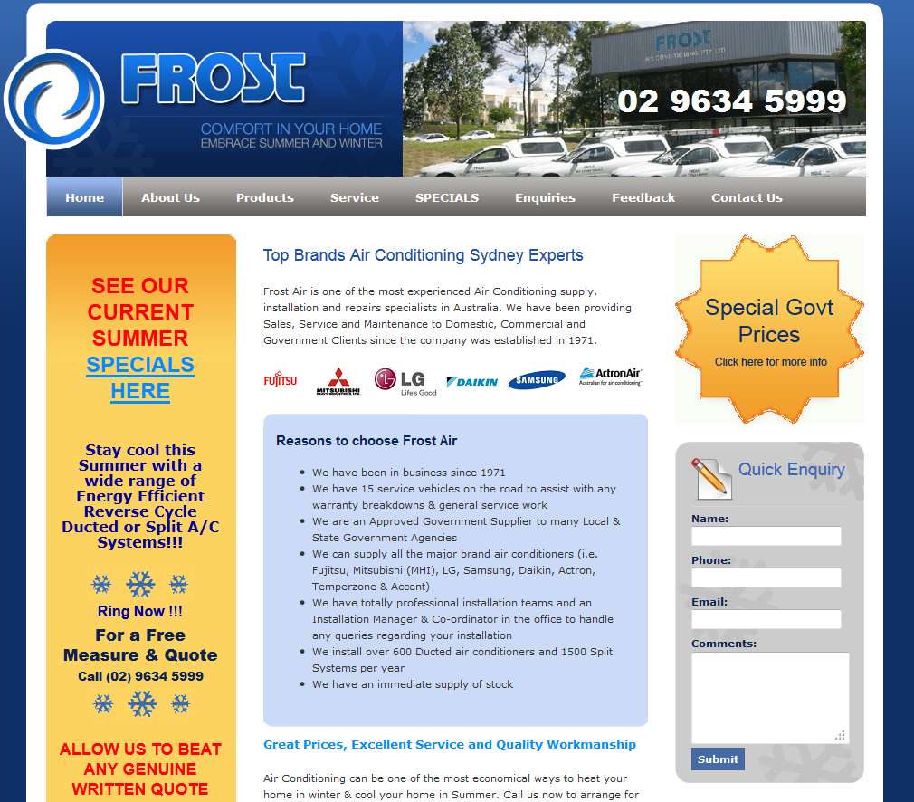 Frost Air Conditioning | 3/4 Packard Ave, Castle Hill NSW 2154, Australia | Phone: (02) 9634 5999