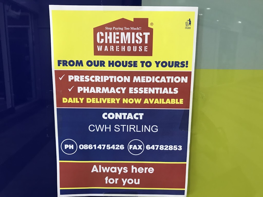 Chemist Warehouse Stirling Central Shopping Centre | pharmacy | T26 Stirling Central Shopping Centre, 478 Wanneroo Rd, Westminster WA 6061, Australia | 0861475426 OR +61 8 6147 5426