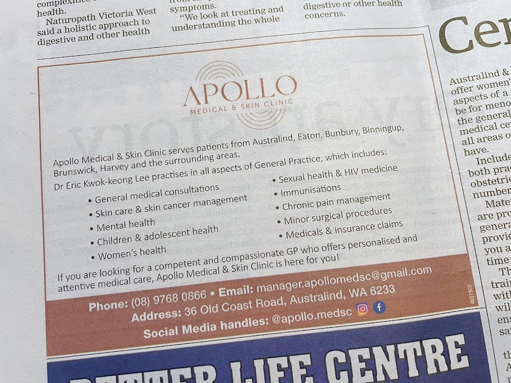 Apollo Medical & Skin Clinic | doctor | 36 Old Coast Rd, Australind WA 6233, Australia | 0897680866 OR +61 8 9768 0866