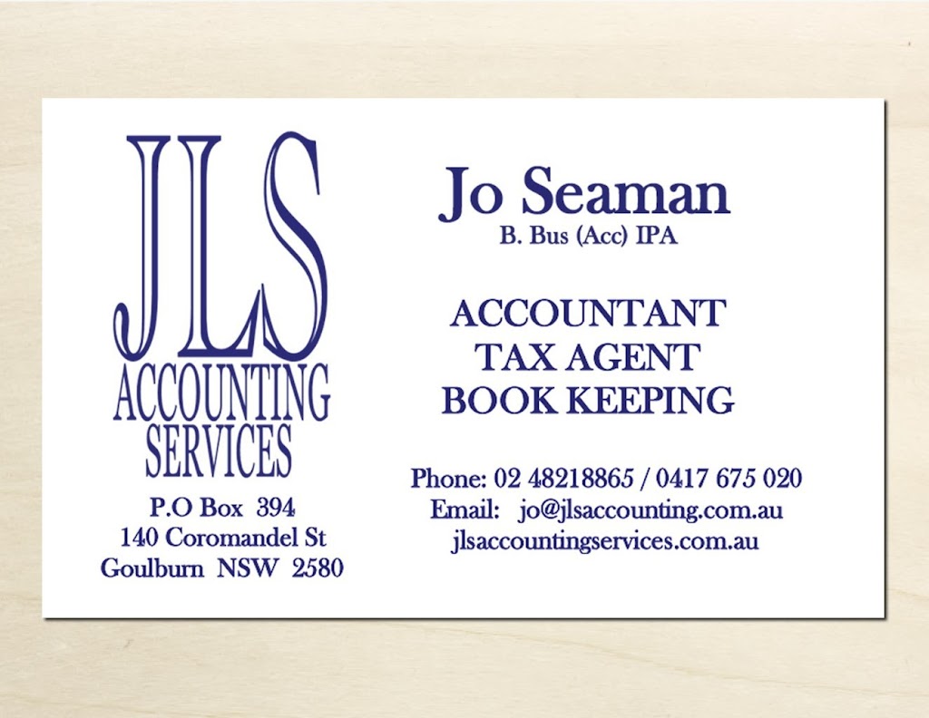 JLS Accounting Services | 140 Coromandel St, Goulburn NSW 2580, Australia | Phone: (02) 4821 8865