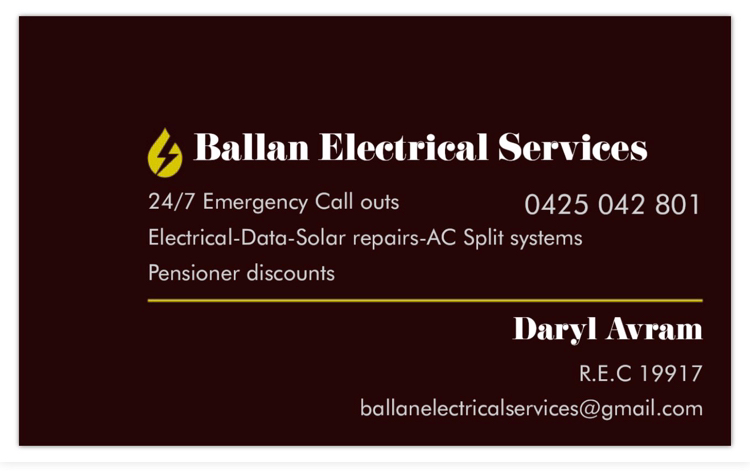 Ballan Electrical Services | 317 Mahers Ln, Mount Egerton VIC 3352, Australia | Phone: 0425 042 801
