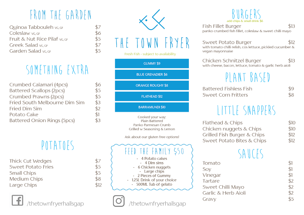 The Town Fryer Fish & Chip Bar | restaurant | 109 Grampians Rd, Halls Gap VIC 3381, Australia | 0353564367 OR +61 3 5356 4367