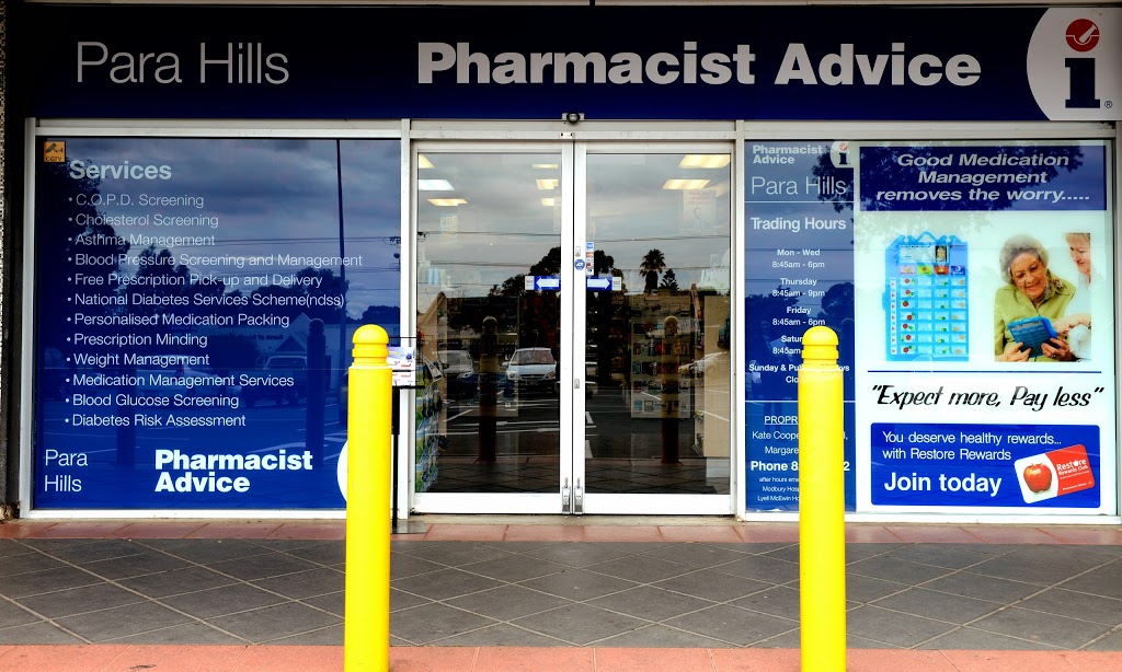 Pharmacist Advice Para Hills | pharmacy | Kesters Rd & Wilkinson Road, Para Hills SA 5096, Australia | 0882642112 OR +61 8 8264 2112