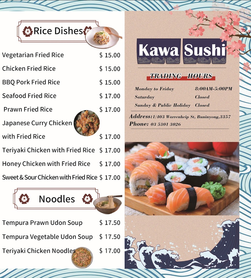 Kawa Japanese Sushi | Unit 1/403 Warrenheip St, Buninyong VIC 3357, Australia | Phone: (03) 5301 3026