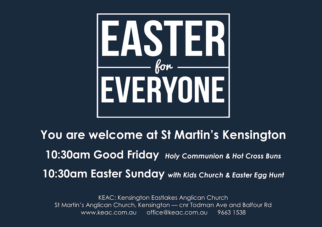 St Martins Anglican Church | church | 105 Todman Ave, Kensington NSW 2033, Australia | 0296631538 OR +61 2 9663 1538
