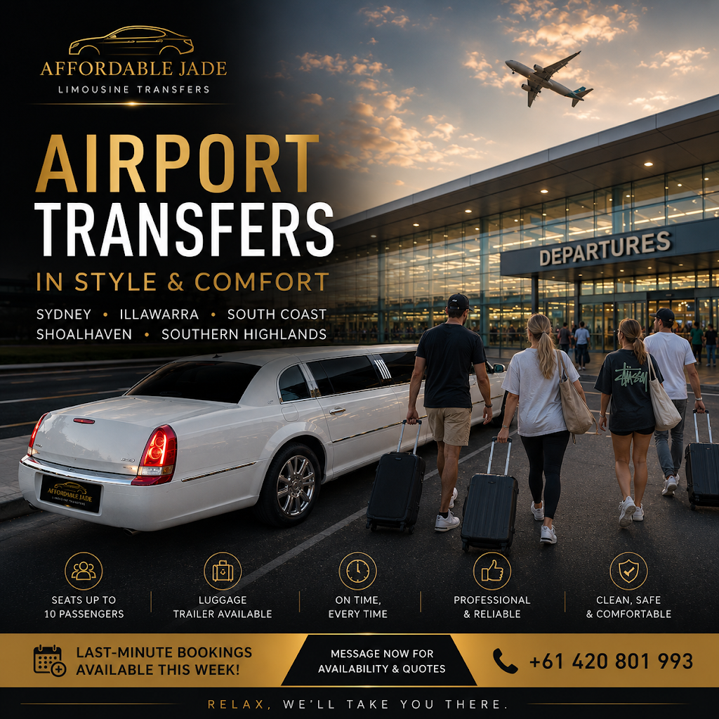 Affordable Jade Limousine Transfers | 185 Georges River Rd, Kentlyn NSW 2560, Australia | Phone: 0420 801 993