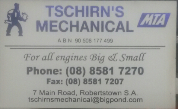Tschirns Mechanical | car repair | 7 Main Rd, Robertstown SA 5381, Australia | 0885817270 OR +61 8 8581 7270