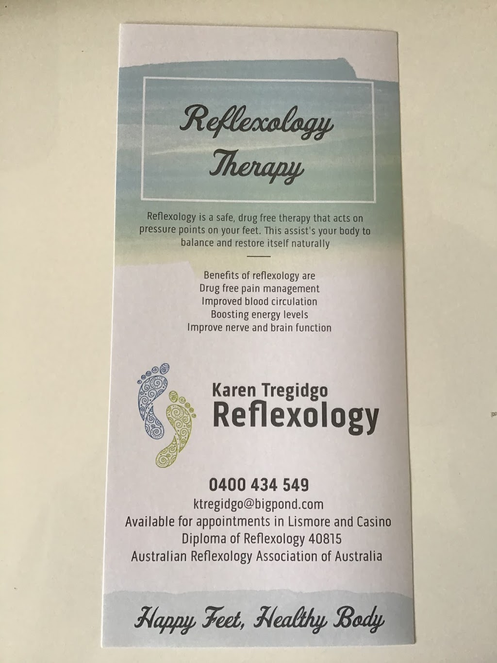 Karen Tregidgo Reflexology Therapist | health | 9 West St, Casino NSW 2470, Australia | 0400434549 OR +61 400 434 549