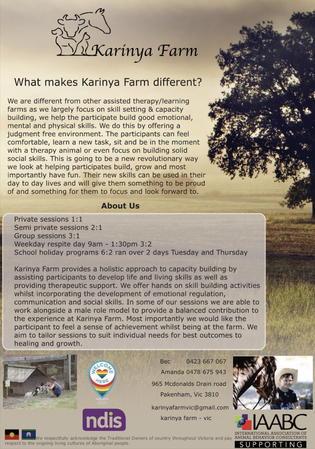 Karinya Farm - Regulate & Connect | 65 Five Mile Rd, Pakenham South VIC 3810, Australia | Phone: 0478 675 943