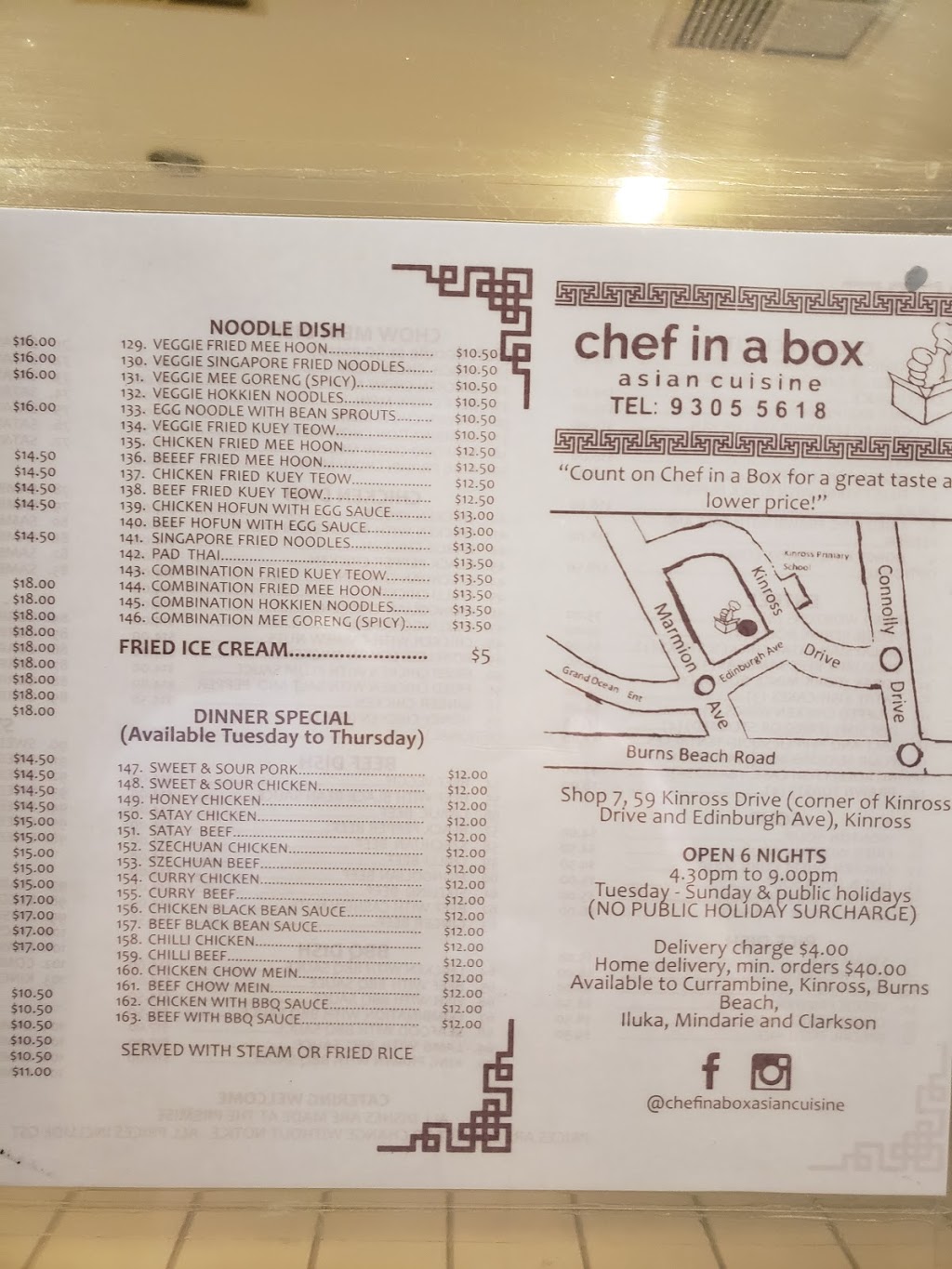 Chef In A Box Asian Cuisine | restaurant | 59 Kinross Dr, Perth WA 6028, Australia | 0893055618 OR +61 8 9305 5618