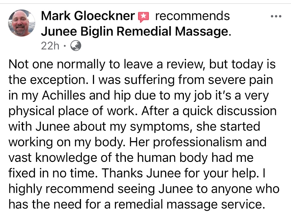 Junee Biglin Remedial Massage | 6 Ocean View Parade, Charlestown NSW 2290, Australia | Phone: 0423 479 272