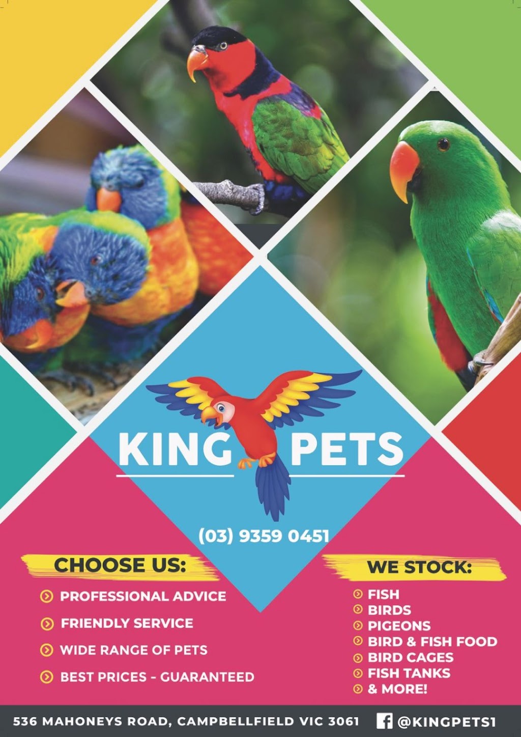 King Pets | pet store | 536 Mahoneys Rd, Campbellfield VIC 3075, Australia | 0393590451 OR +61 3 9359 0451