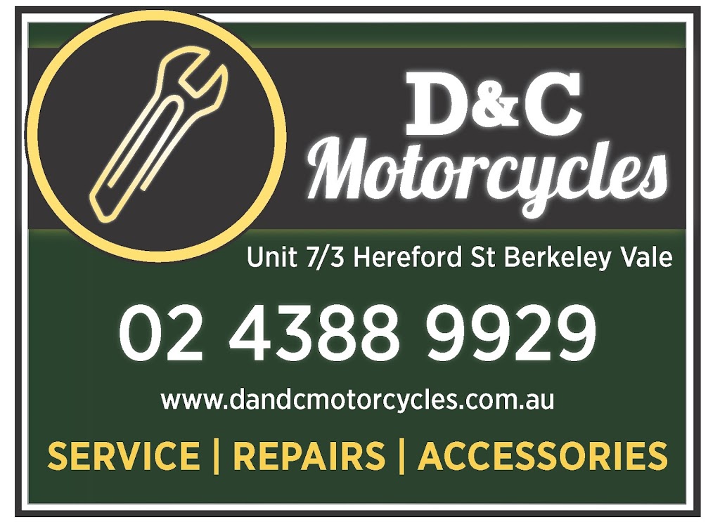 D&C Motorcycles | car repair | 7/3 Hereford St, Berkeley Vale NSW 2261, Australia | 0243889929 OR +61 2 4388 9929