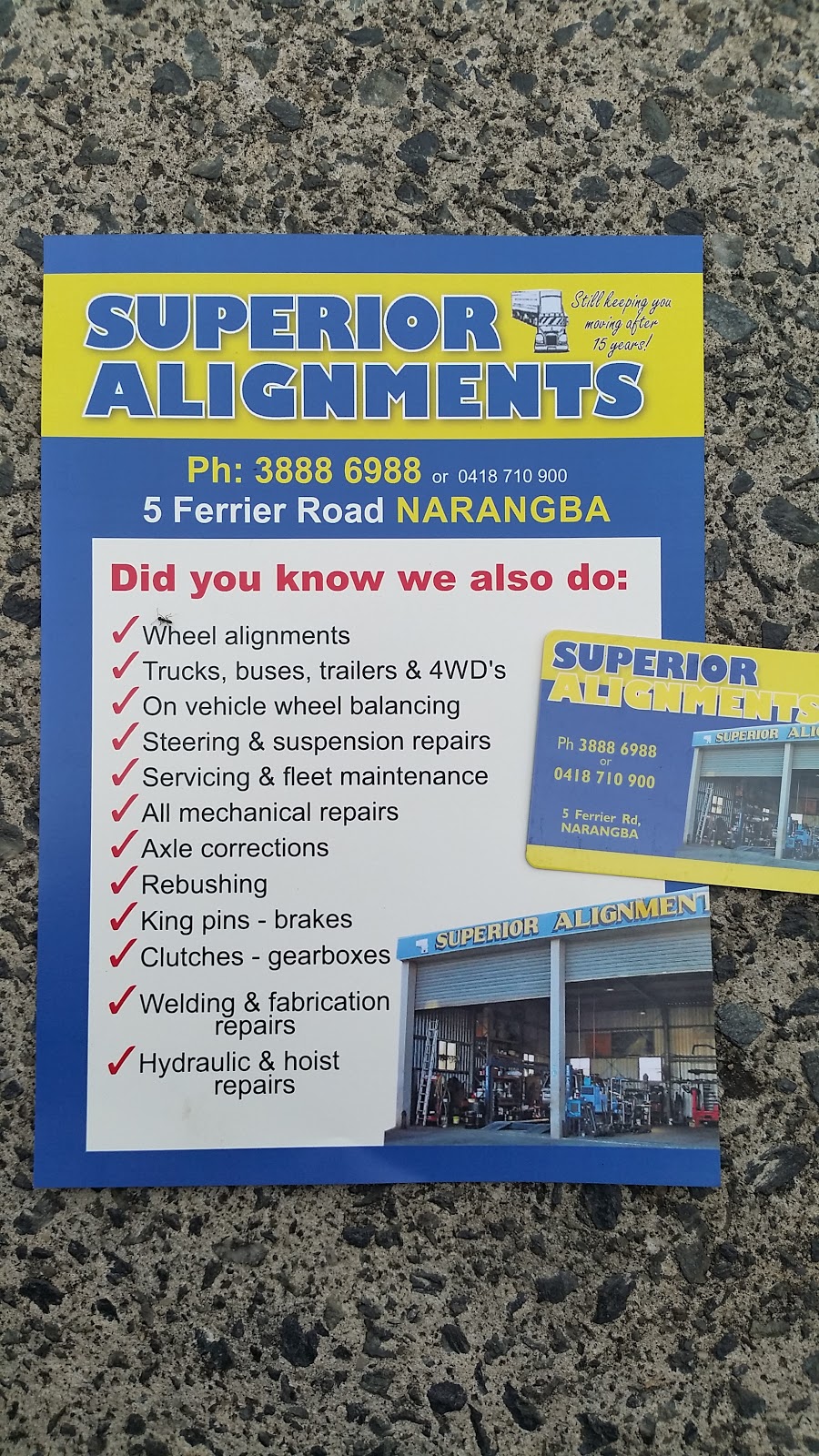 Superior Alignments | car repair | 5 Ferrier Rd, Narangba QLD 4504, Australia | 0738886988 OR +61 7 3888 6988