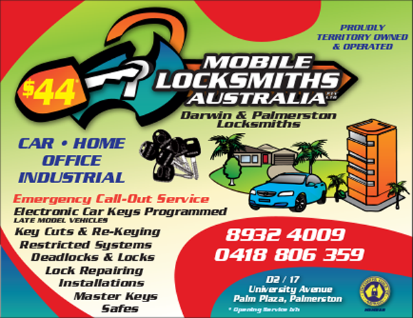 Palmerston Locksmiths | locksmith | 61 Victoria Dr, Gray NT 0830, Australia | 0889324009 OR +61 8 8932 4009