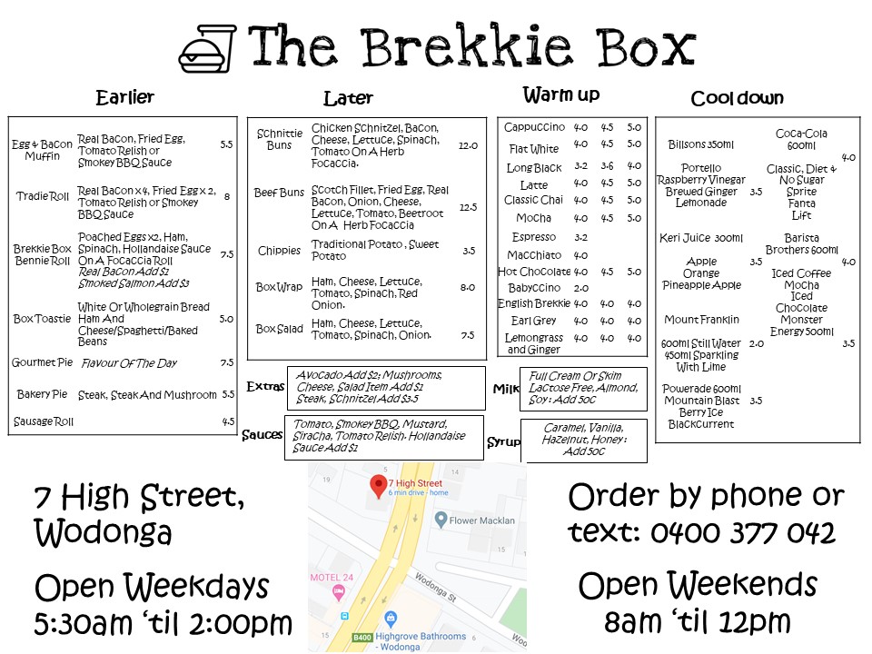 The Brekkie Box | cafe | 7 High St, Wodonga VIC 3690, Australia | 0400377042 OR +61 400 377 042