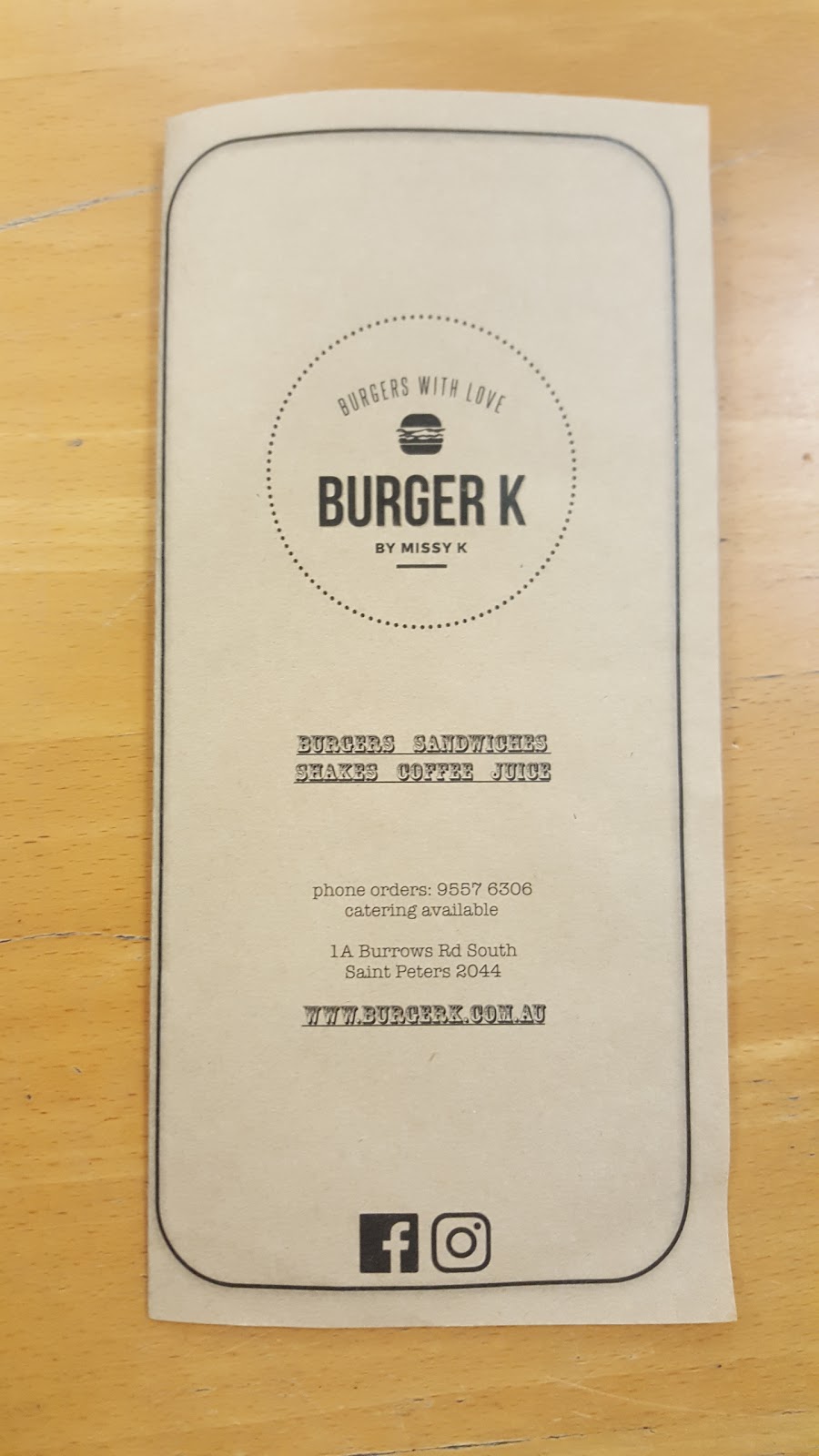 Burger k | cafe | 1A Burrows Rd S, St Peters NSW 2044, Australia | 95576306 OR +61 95576306