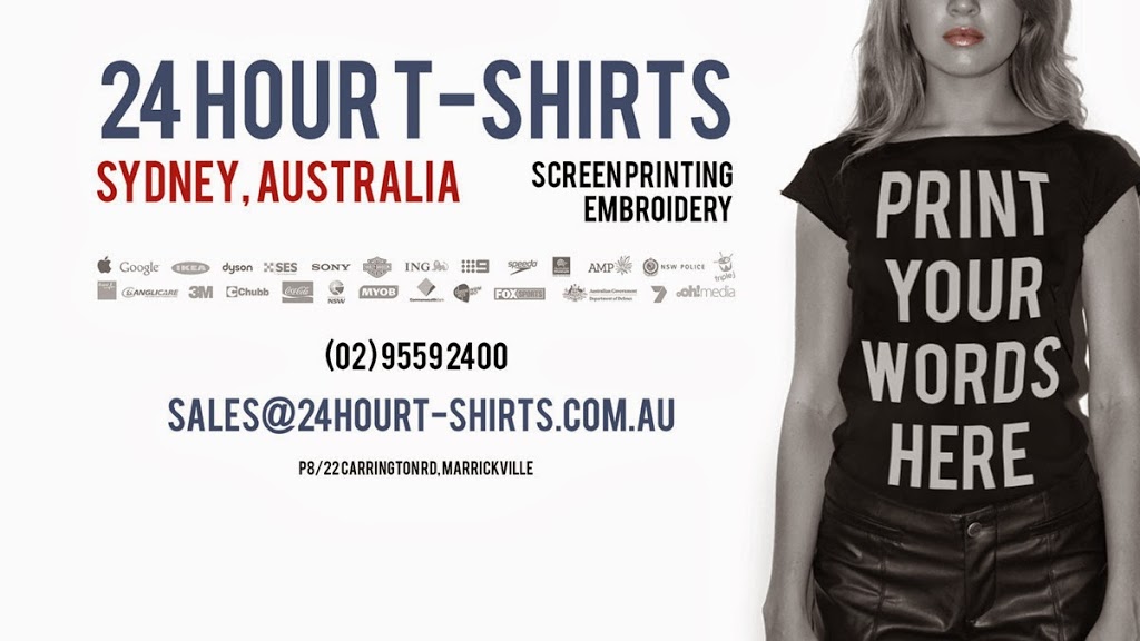 24 Hour T-shirts | 22 Carrington Rd, Enter at, 145 Renwick St, Marrickville NSW 2204, Australia