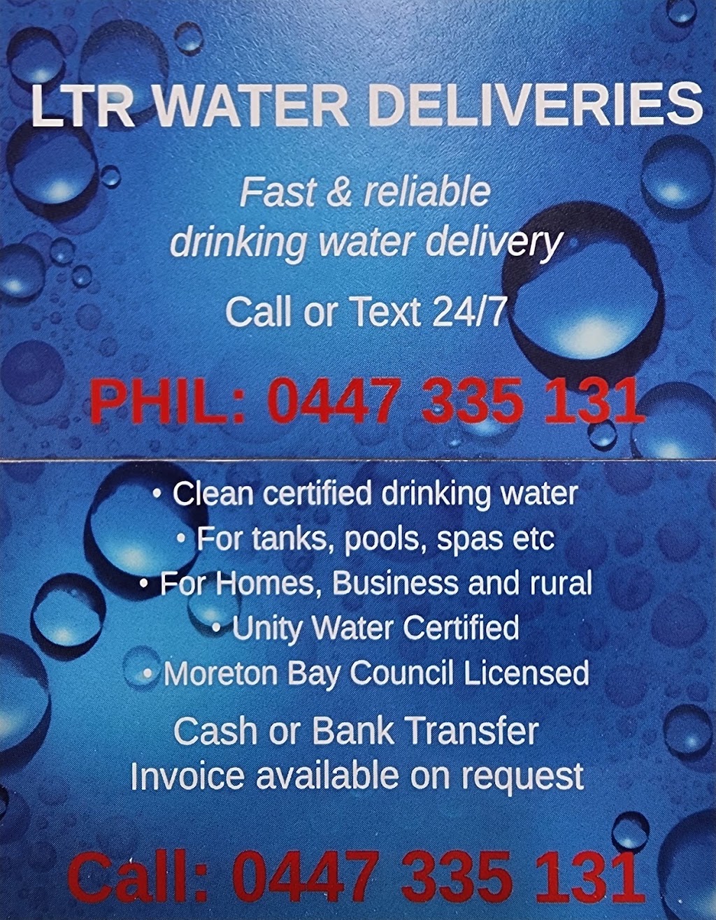 LTR Water Deliveries | Wamuran QLD 4512, Australia | Phone: 0447 335 131