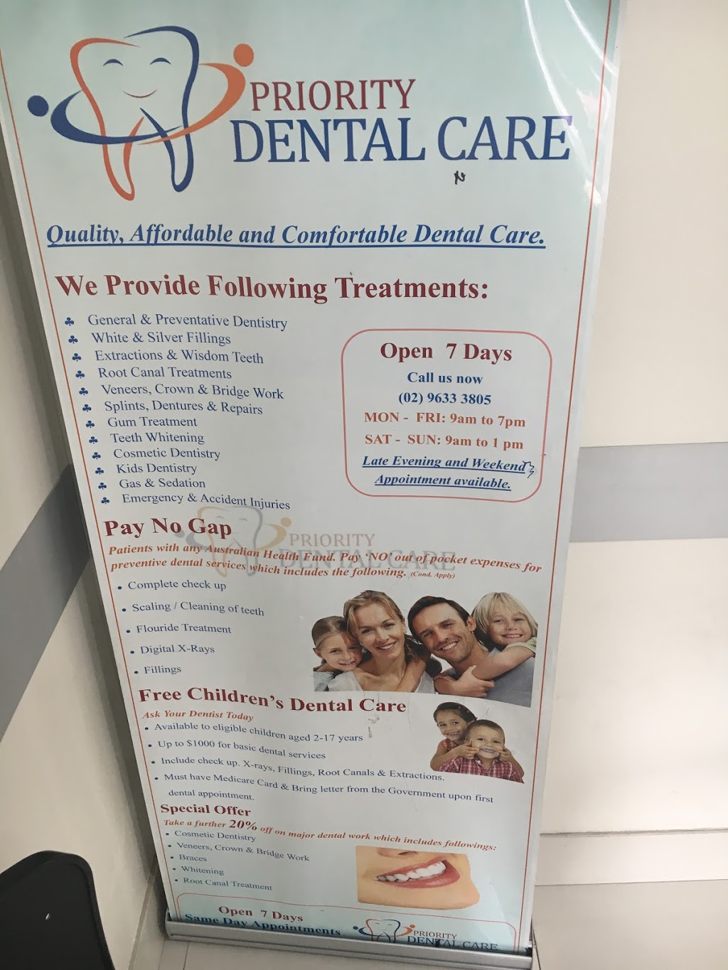Priority Dental Care | dentist | 73 Marion St, Harris Park NSW 2150, Australia | 0296333805 OR +61 2 9633 3805