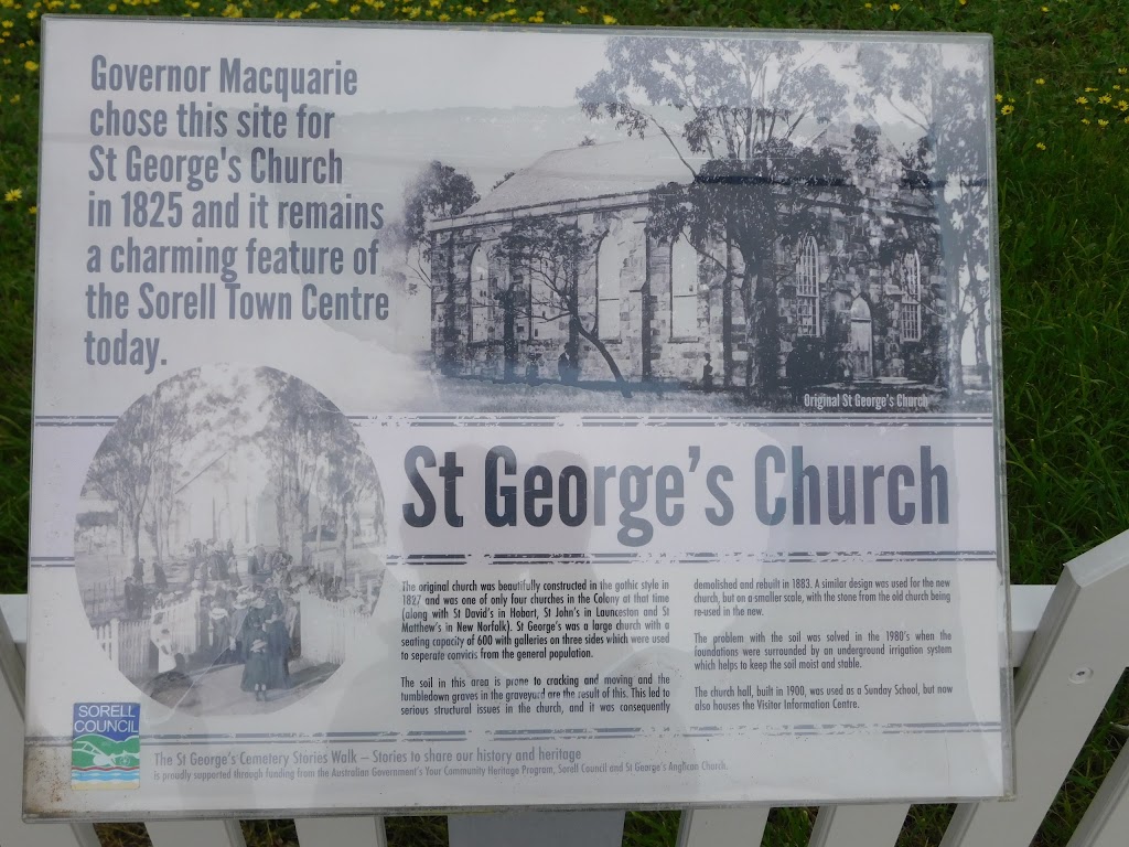 St Georges Anglican Church | church | 16 Gordon St, Sorell TAS 7172, Australia | 0362652445 OR +61 3 6265 2445