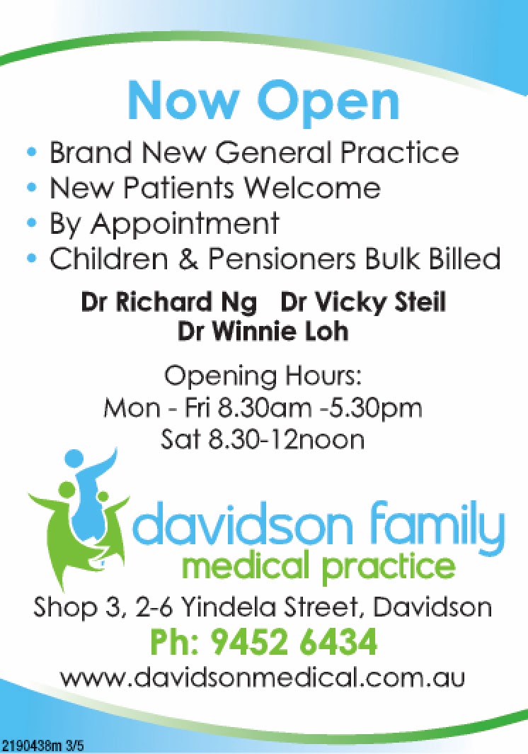 Davidson Family Medical Practice | health | 3/2-6 Yindela St, Frenchs Forest NSW 2085, Australia | 0294526434 OR +61 2 9452 6434