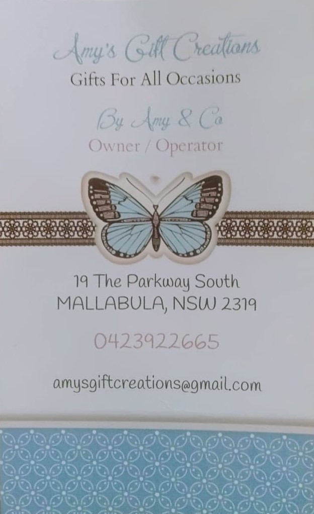 Amys Gift Creations | 19 The Pkwy, Mallabula NSW 2319, Australia | Phone: 0423 922 665