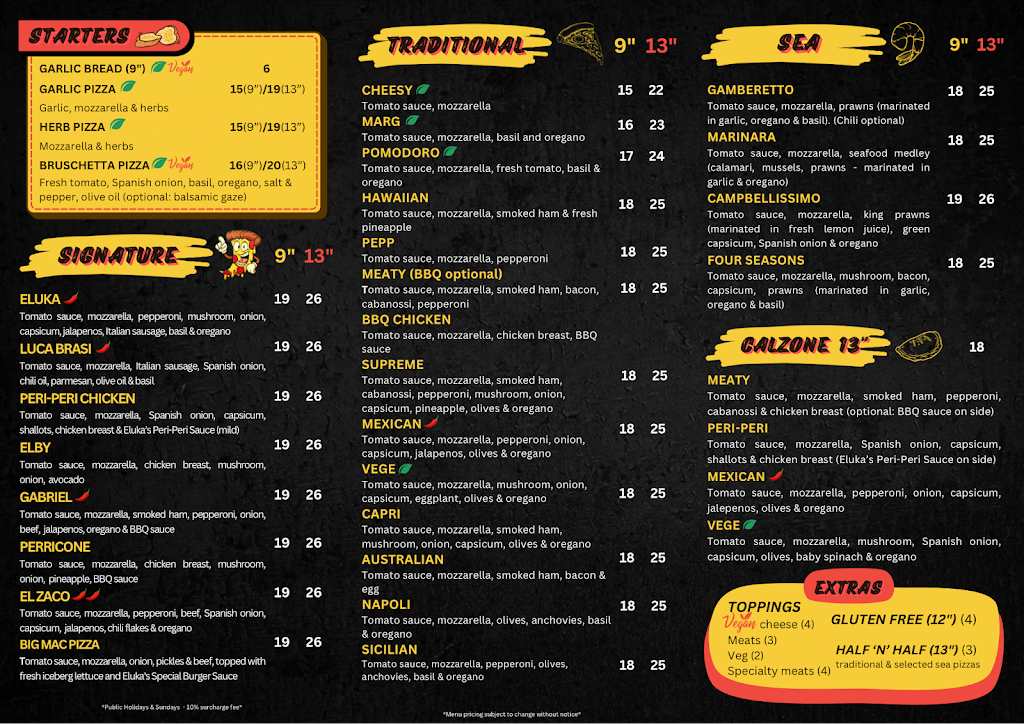 Elukas Pizza | 1613 Ocean Dr, Lake Cathie NSW 2445, Australia | Phone: (02) 6585 5566