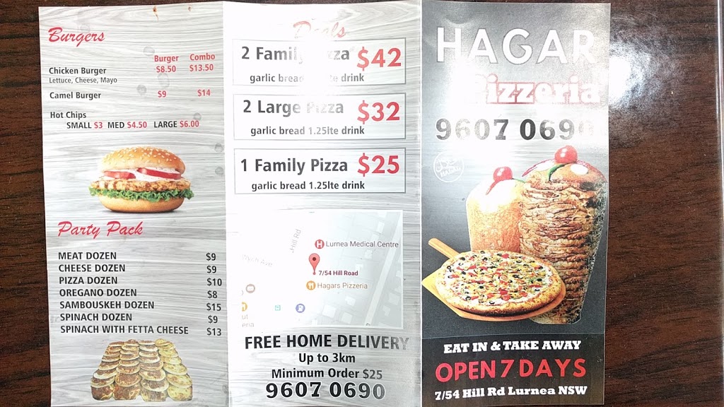 Hagars Pizzeria | restaurant | 54 Hill Rd, Lurnea NSW 2170, Australia | 0296070690 OR +61 2 9607 0690