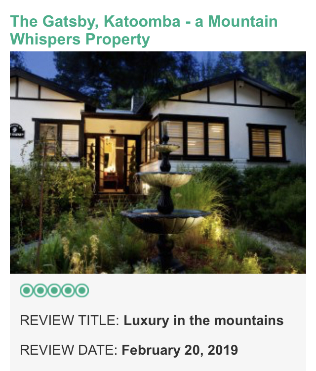 The Gatsby - Luxury Katoomba Accommodation | 314A Katoomba St, Katoomba NSW 2780, Australia | Phone: 1300 721 321