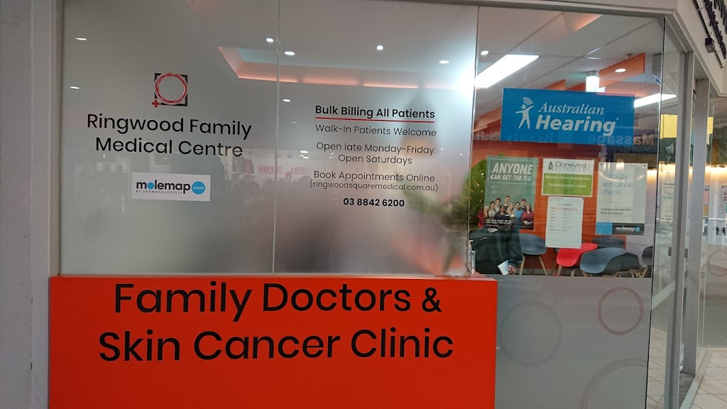 Ringwood Family Medical Centre | hospital | Ringwood Square Shopping Centre, Shop 19A/59-65 Maroondah Hwy, Ringwood VIC 3134, Australia | 0388426200 OR +61 3 8842 6200