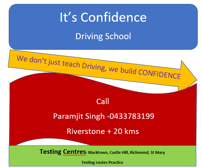 Its Confidence Driving School | 70 Bridge St, Schofields NSW 2762, Australia | Phone: 0433 783 199