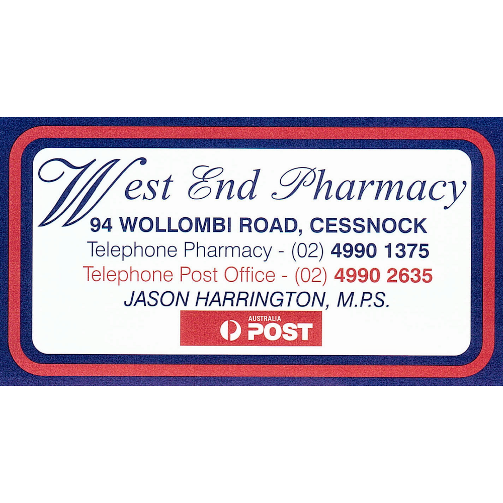 West End Pharmacy | pharmacy | 94 Wollombi Rd, Cessnock NSW 2325, Australia | 0249901375 OR +61 2 4990 1375