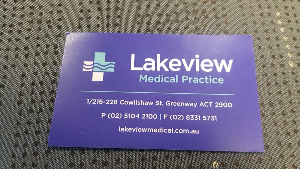 Lakeview medical practice | 1 Cowlishaw St, Greenway ACT 2900, Australia | Phone: (02) 5104 2100